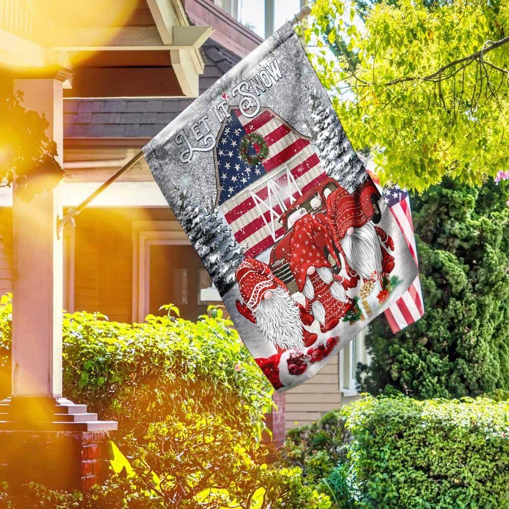 Gnomes. Let It Snow Christmas Flag