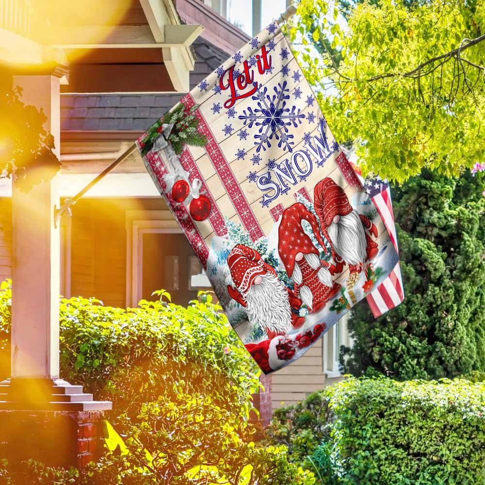 Gnomes. Let It Snow Christmas Flag