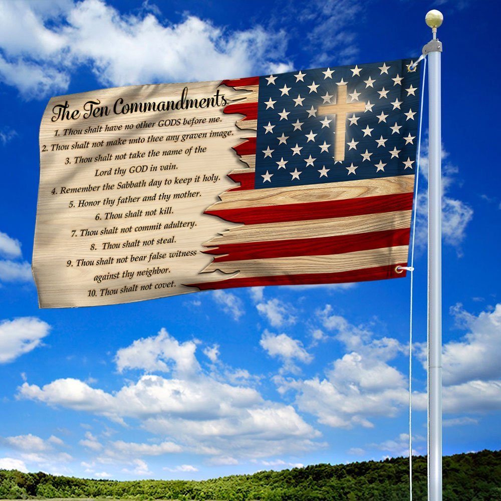 God’s Ten Commandments American Grommet Flag MLN874GF