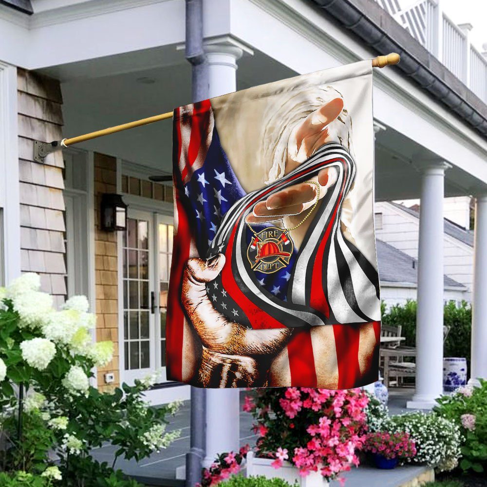 God And Firefighter Thin Red Line Flag