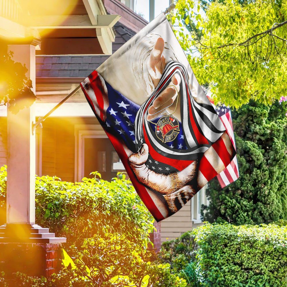 God And Firefighter Thin Red Line Flag
