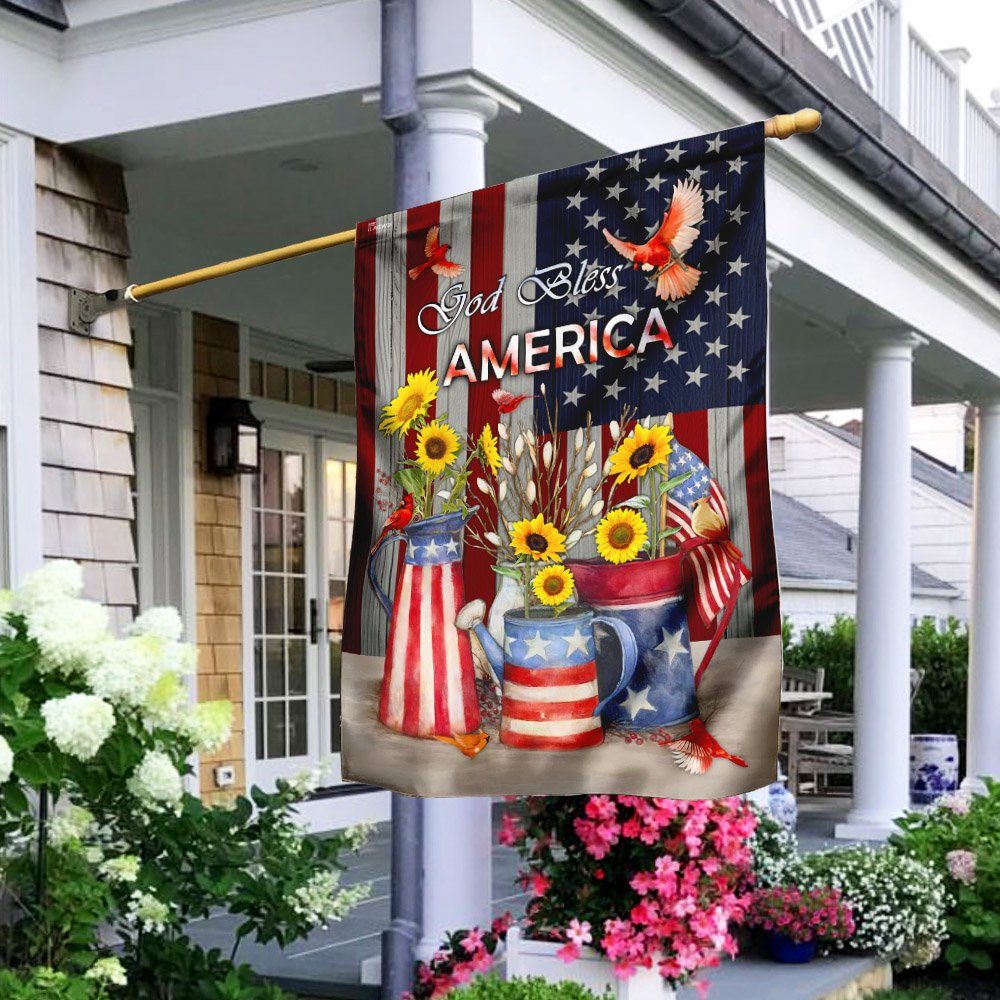 God Bless America Cardinal American Flag