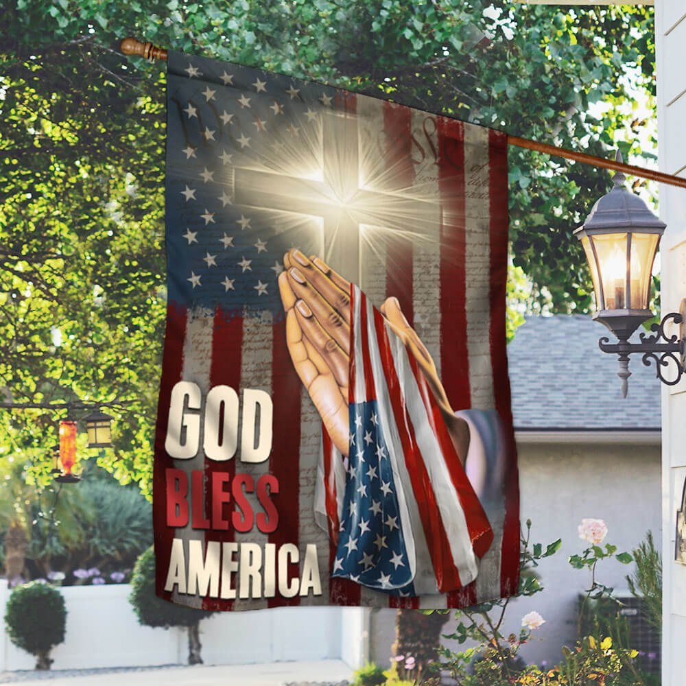 God Bless America Christian Cross Flag MLN1360F