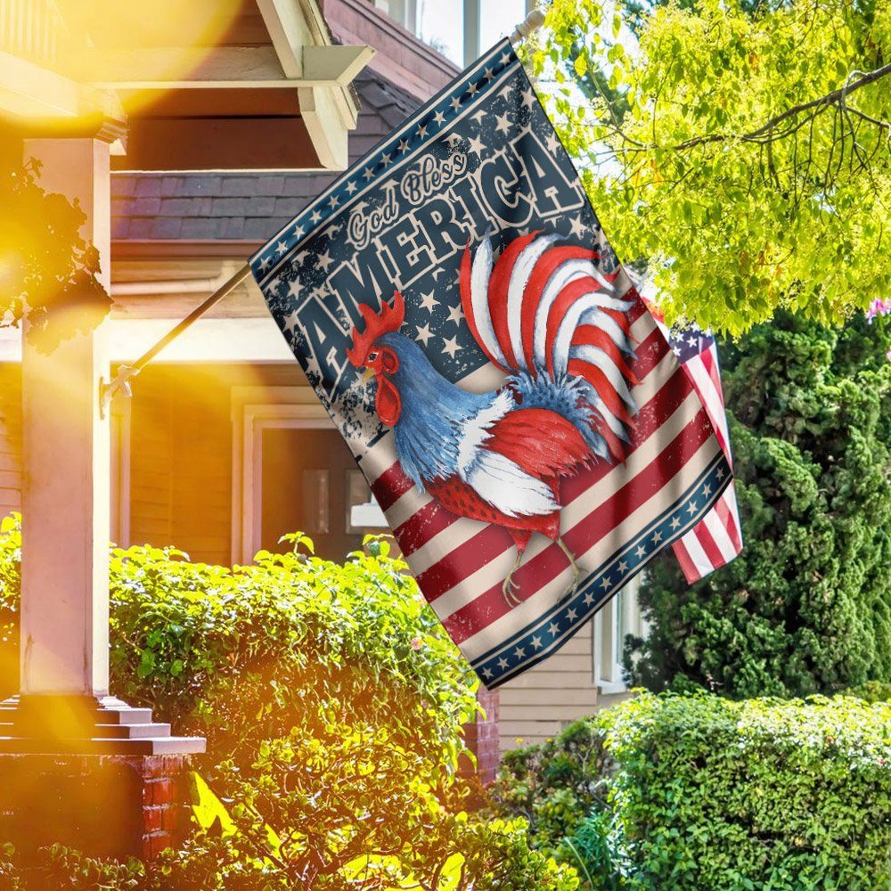 God Bless America Rooster American US Flag