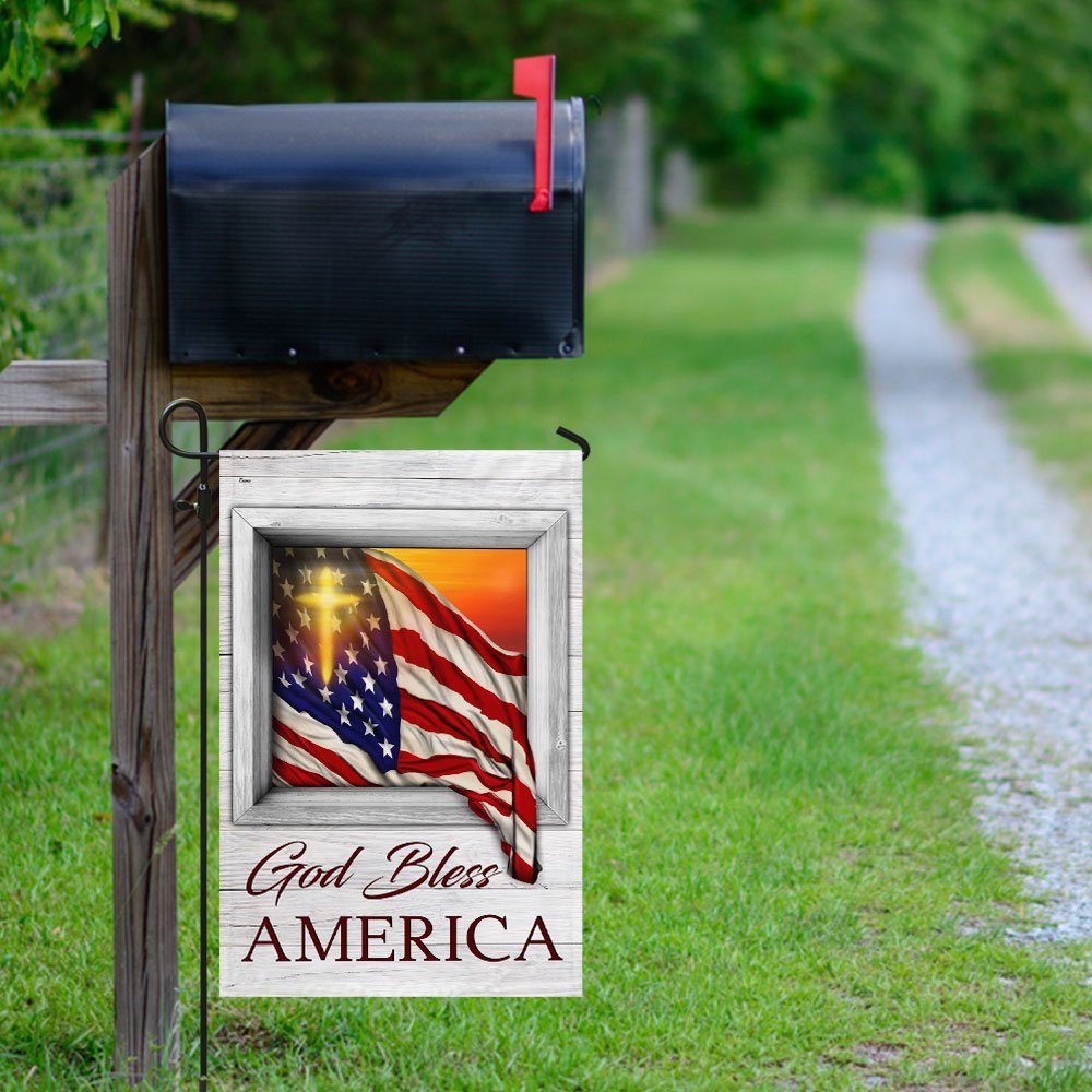 God Bless America Sunset Flying Flag God Bless America Sunset Flying Flag