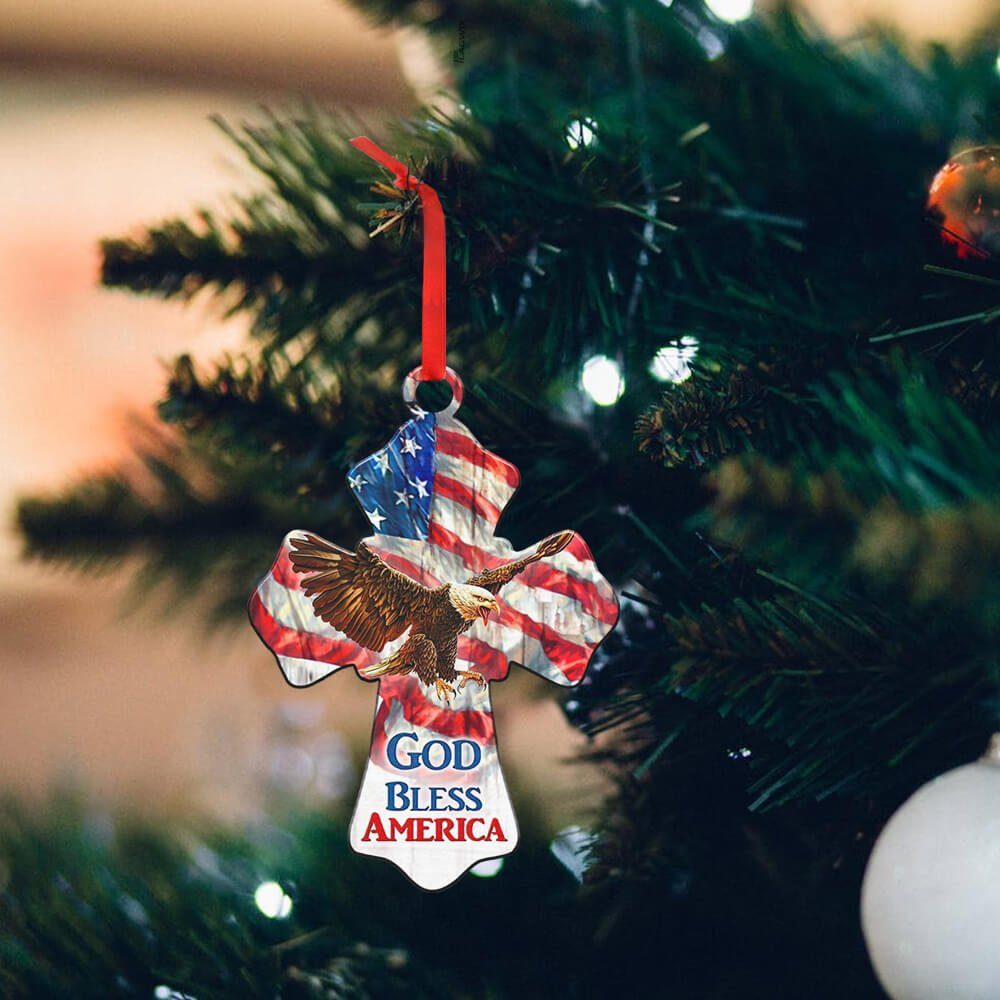 God Bless American Custom Shaped Ornament NTB276O