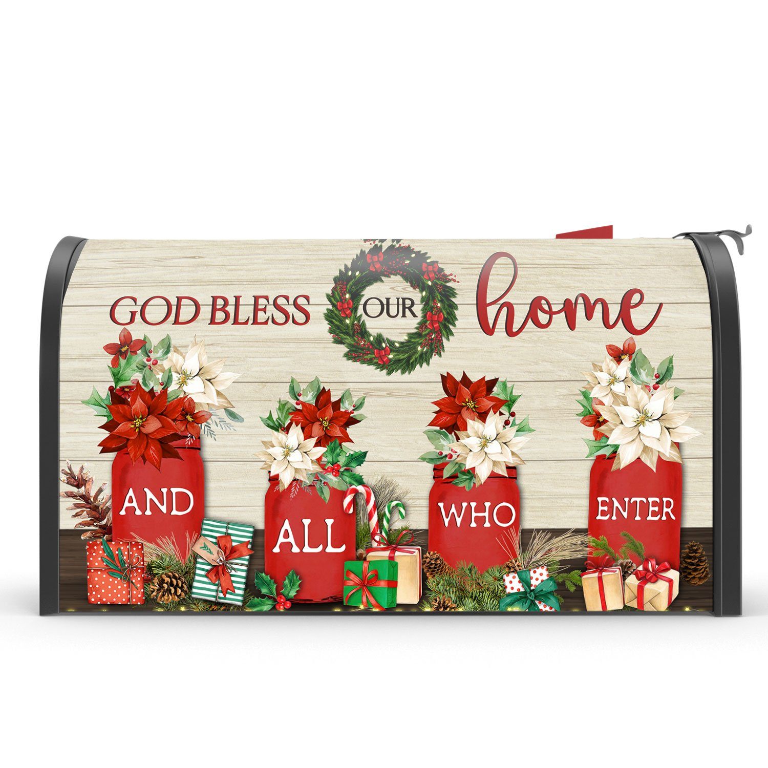 God Bless Our Home And All Who Enter Christmas Garden Flag & Mailbox Cover TQN619MF