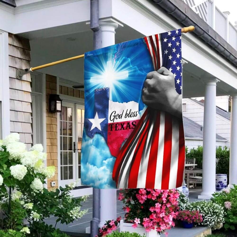 God Bless Texas American Flag