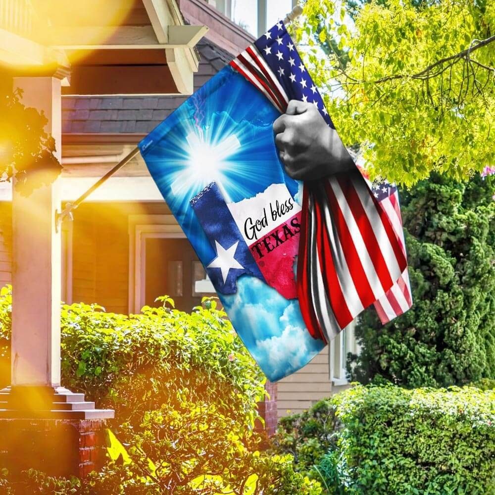 God Bless Texas American Flag