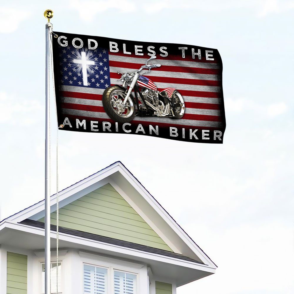 God Bless The American Biker Motorcycle Grommet Flag LHA2156GF