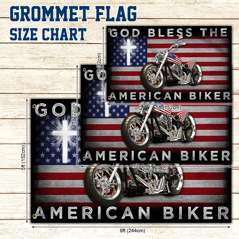 God Bless The American Biker Motorcycle Grommet Flag LHA2156GF