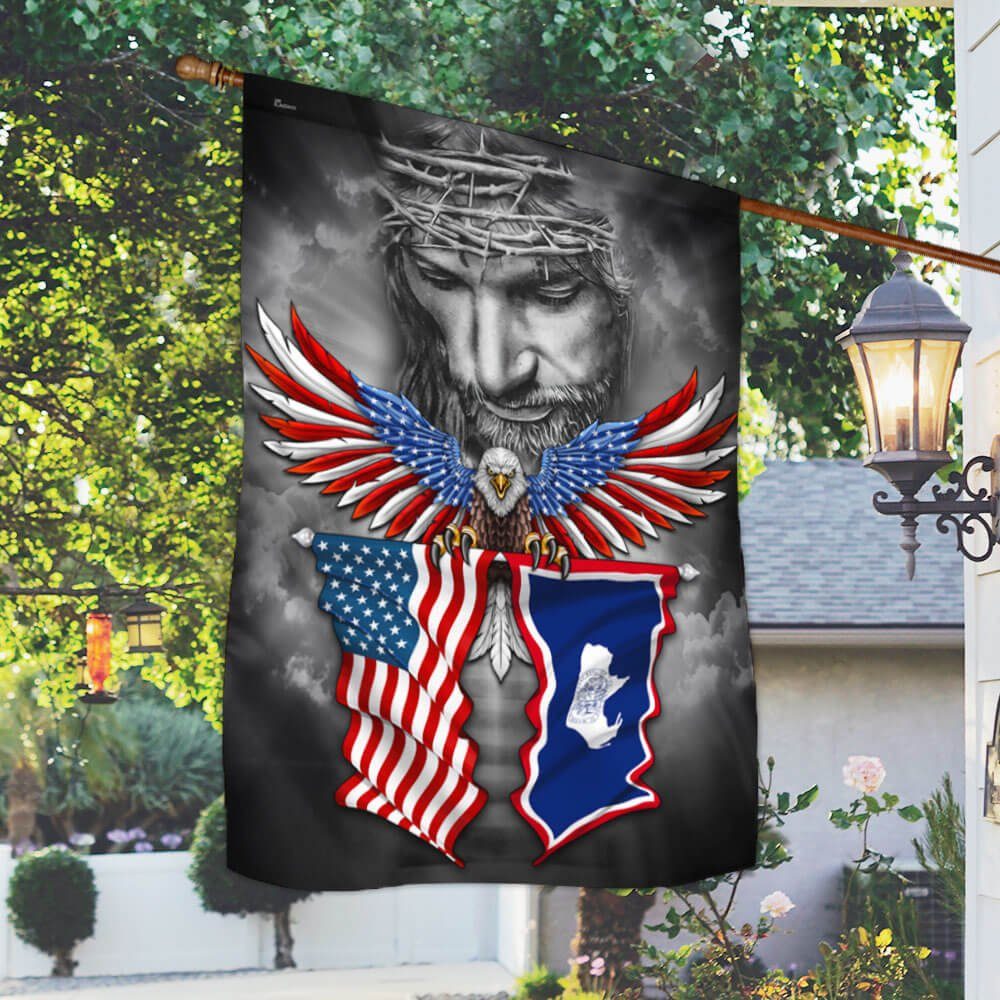 God Bless Wyoming American Eagle Flag THB3439Fv2