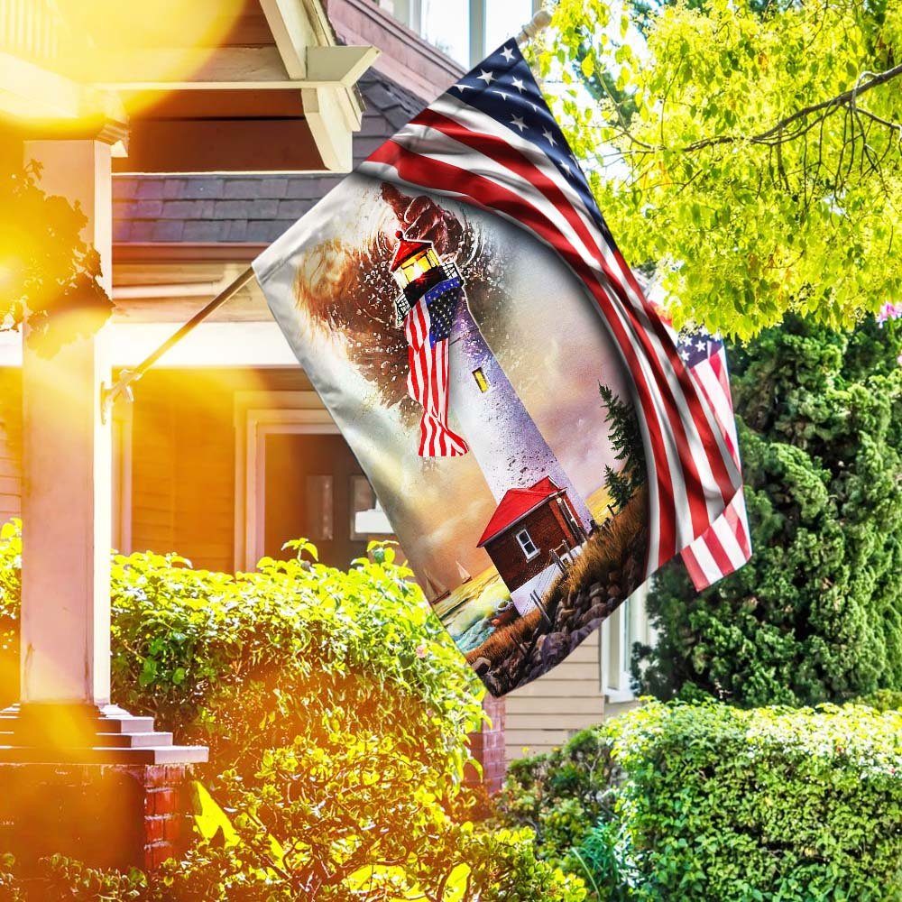 God Is My Light. Lighthouse American Flag THH3142Fv2
