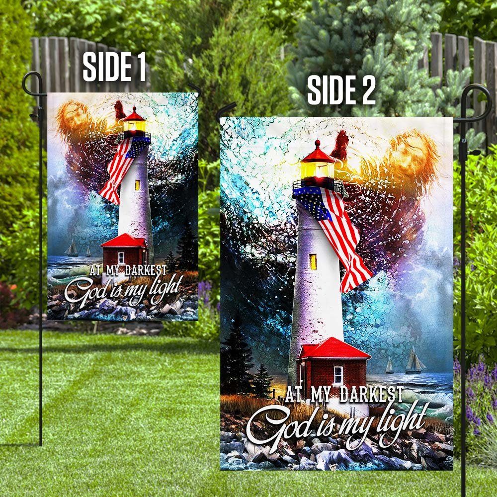 God Is My Light. Lighthouse American Flag THH3142Fv3