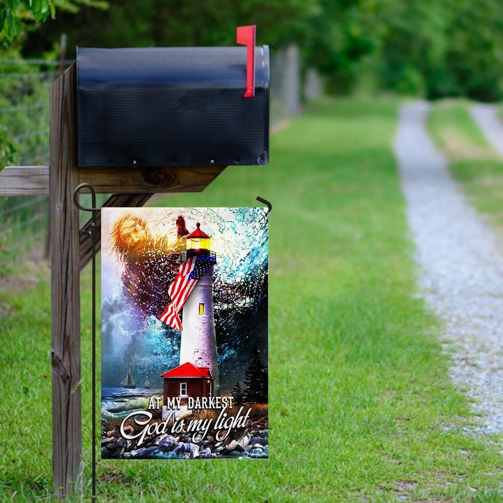 God Is My Light. Lighthouse American Flag THH3142Fv3