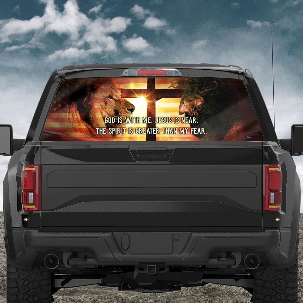 God Is With Me, Jesus Is Near American Rear Window Decal ANL24CD