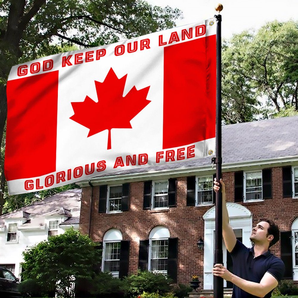 God Keep Our Land Glorious And Free Canada Day Grommet Flag TQN164GF