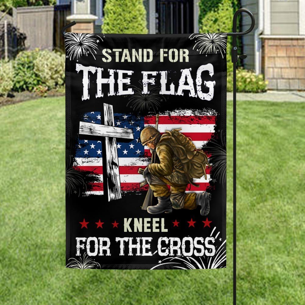 God Veteran Stand For The Flag Kneel For The Cross Flag MLN1513F