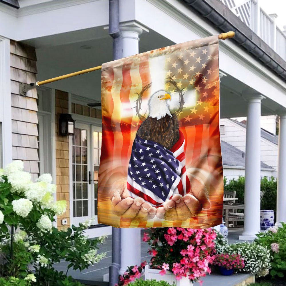 God Will Lift You Up American Eagle Flag