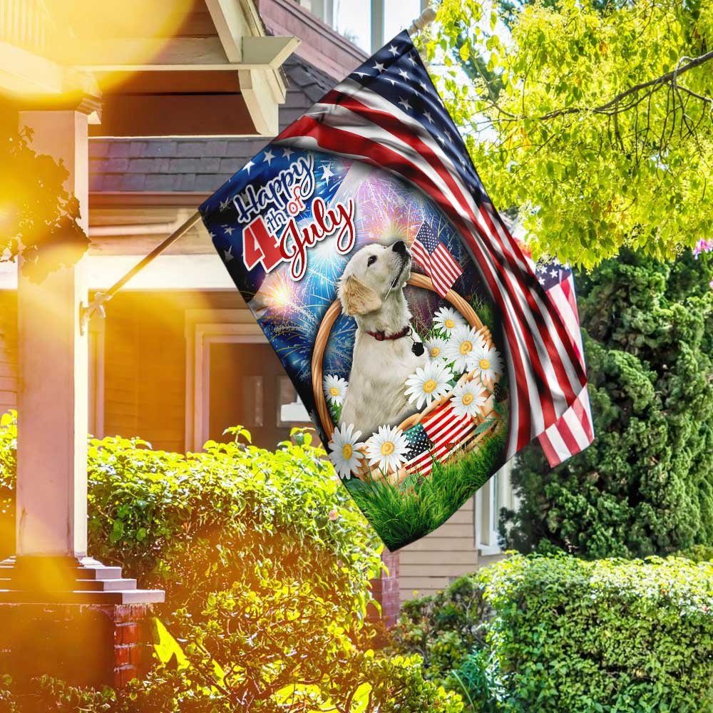 Golden Retrieve. Happy 4th Of July Flag