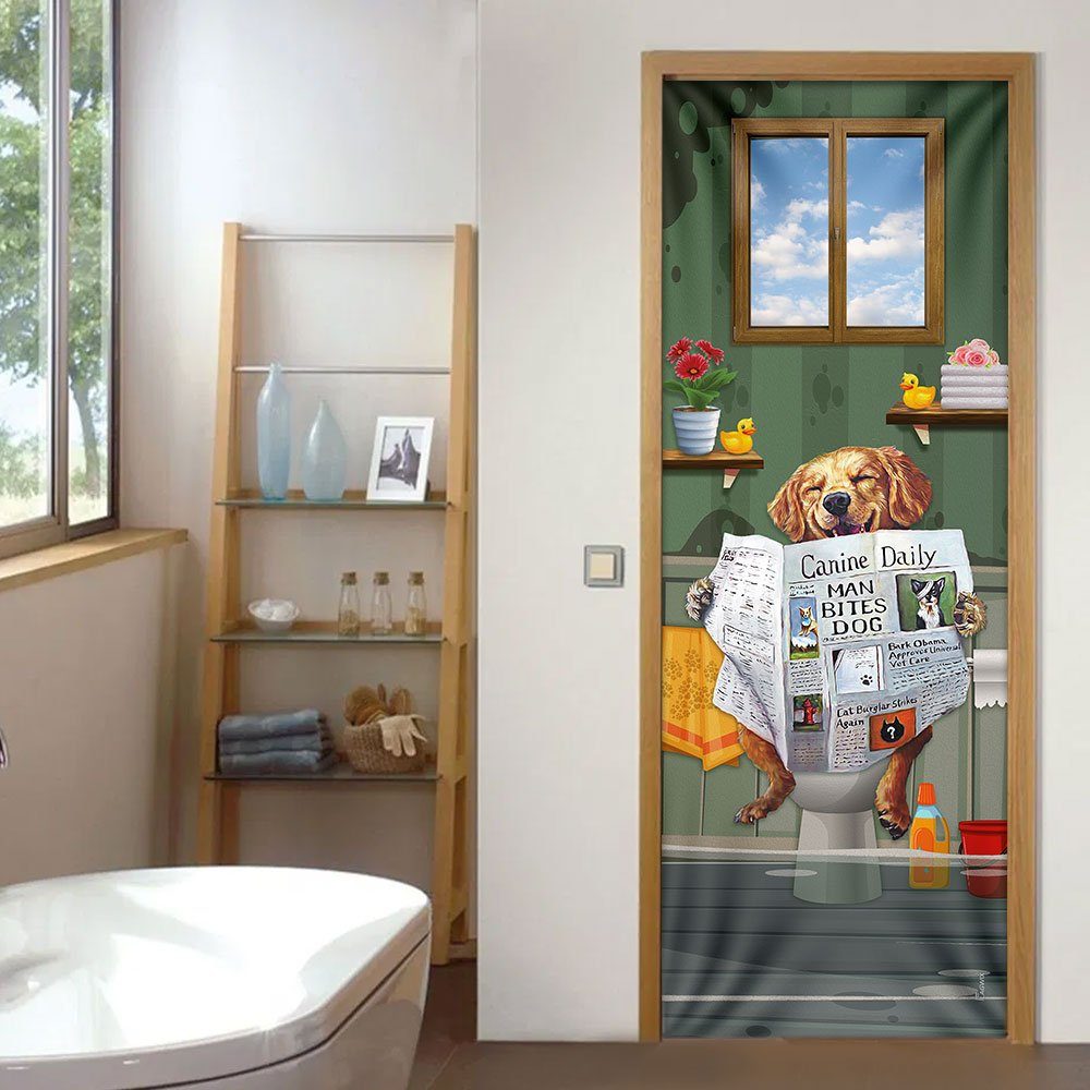 Golden Retriever Bathroom Door Cover - Flagwix