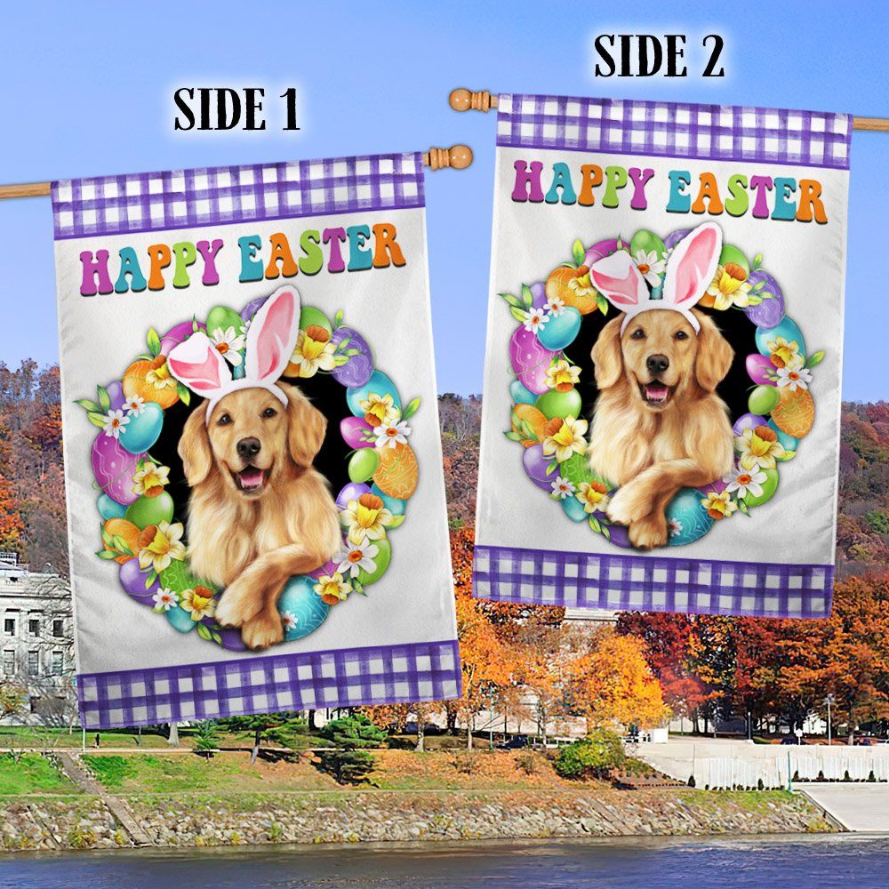 Golden Retriever Dog Happy Easter Flag TQN985Fv1