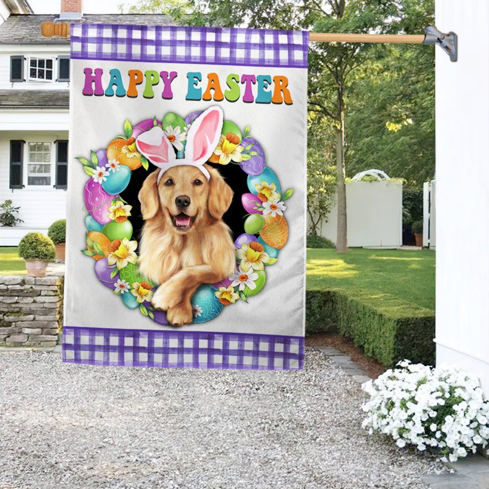 Golden Retriever Dog Happy Easter Flag TQN985Fv1