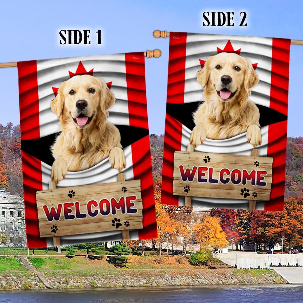 Golden Retriever Dog Welcome Canadian Flag TQN1351F