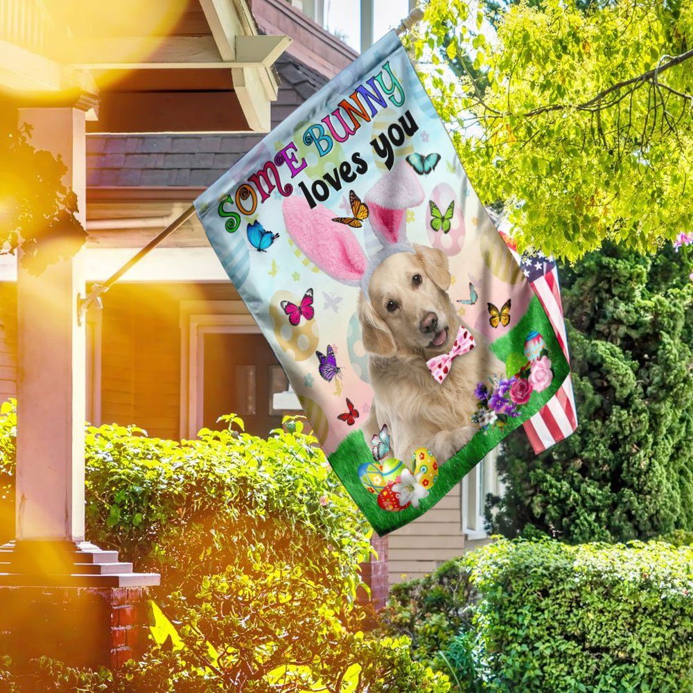 Golden Retriever Easter Some Bunny Loves You Flag
