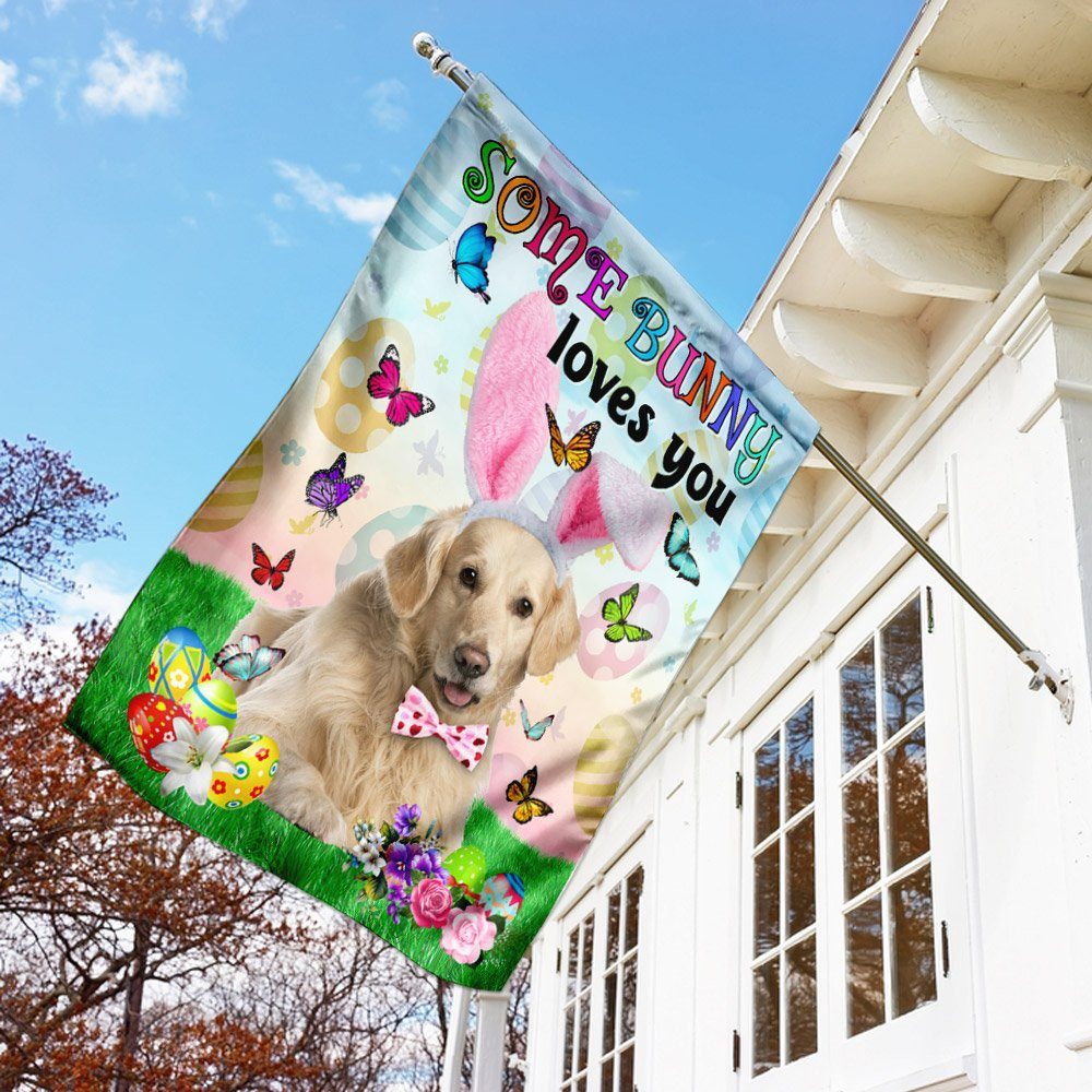 Golden Retriever Easter Some Bunny Loves You Flag