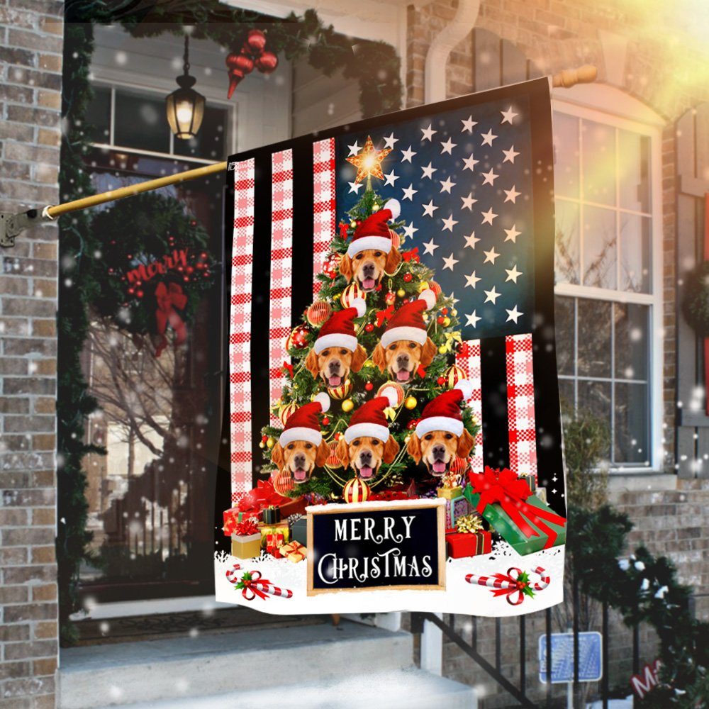 Golden Retriever Flag Golden Retriever Christmas Tree Flag TRN1485Fv1