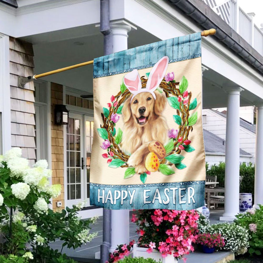 Golden Retriever Happy Easter Flag