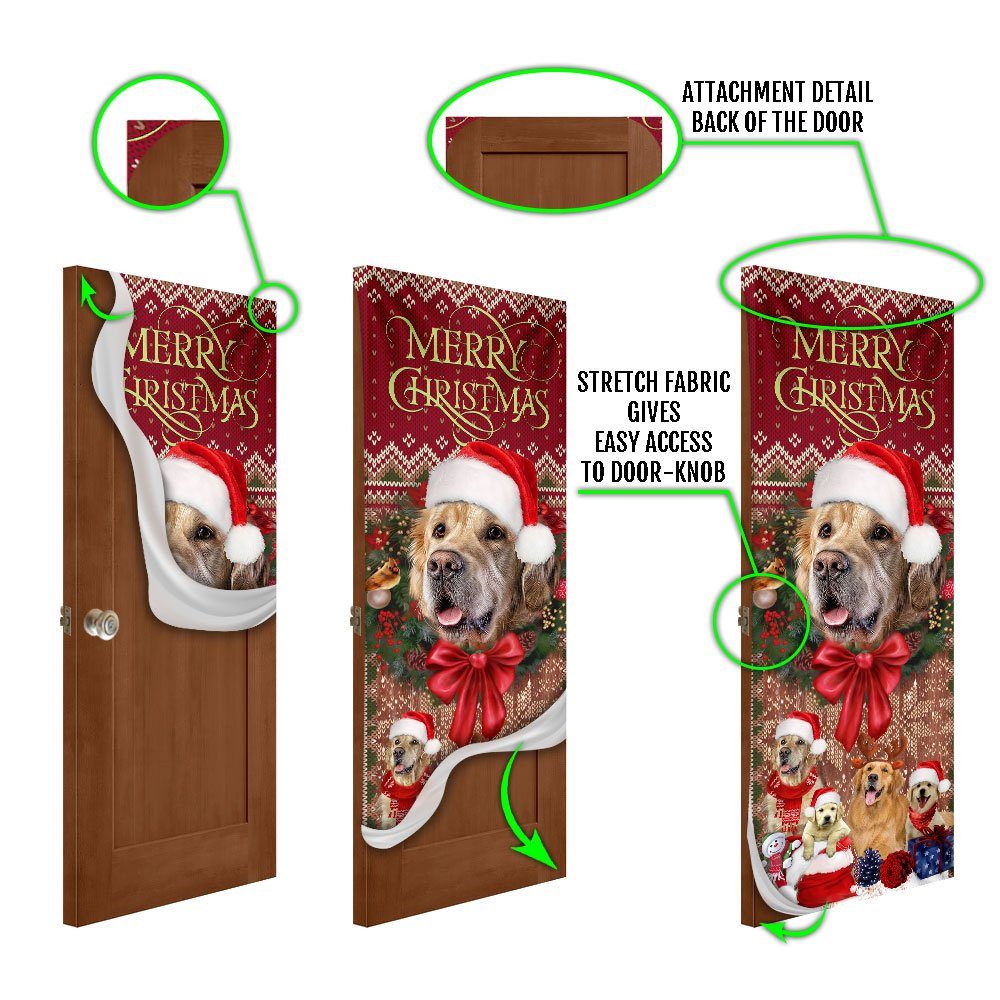 Golden Retriever Happy House Christmas Door Cover Golden Retriever Happy House Christmas Door Cover
