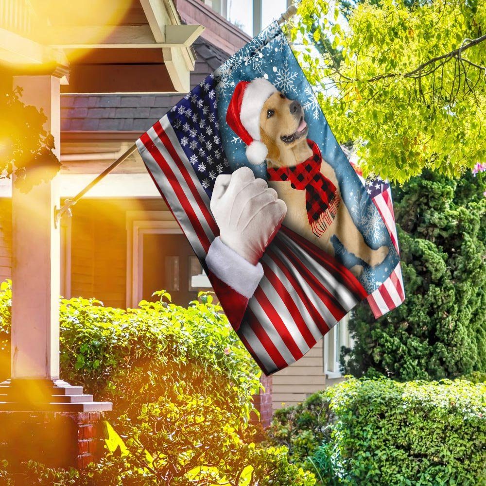 Golden Retriever Through The Snow Flag