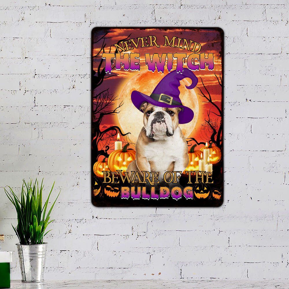 Halloween. Beware Of The Bulldog Hanging Metal Sign THB2504MSv10