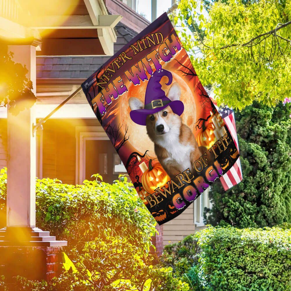 Halloween. Beware Of The Corgi Flag