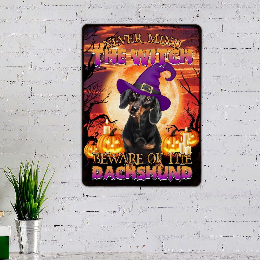 Halloween. Beware Of The Dachshund Hanging Metal Sign THB2504MS