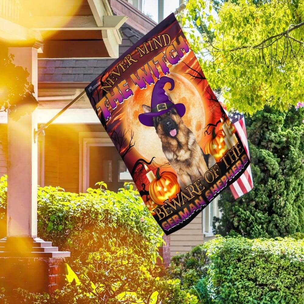 Halloween. Beware Of The German Shepherd Flag
