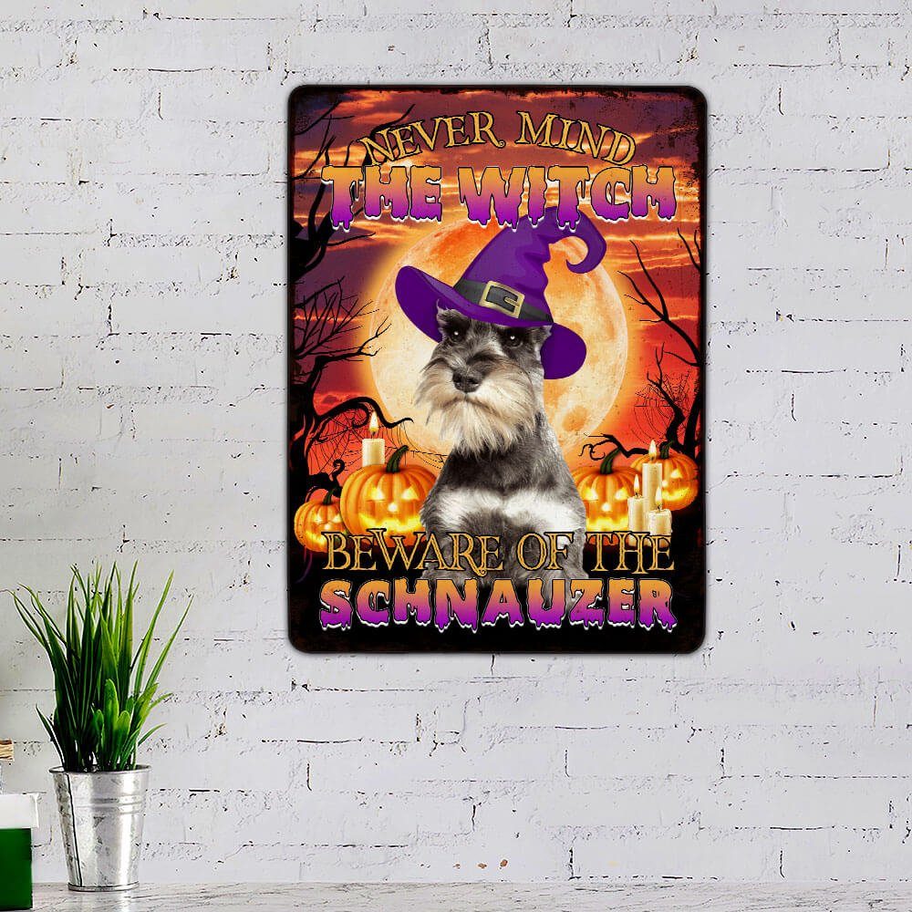 Halloween. Beware Of The Schnauzer Hanging Metal Sign THB2504MSv2