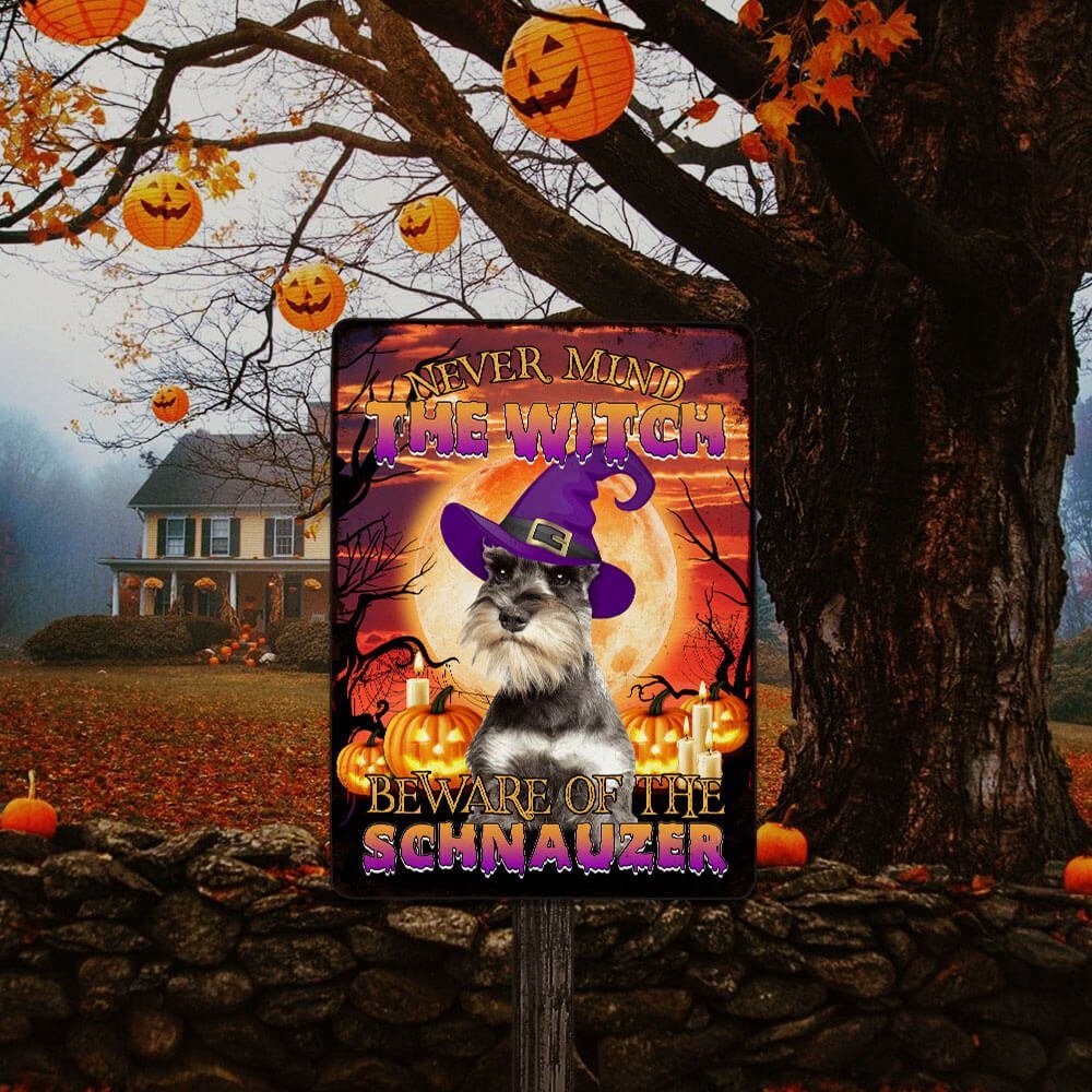 Halloween. Beware Of The Schnauzer Hanging Metal Sign THB2504MSv2
