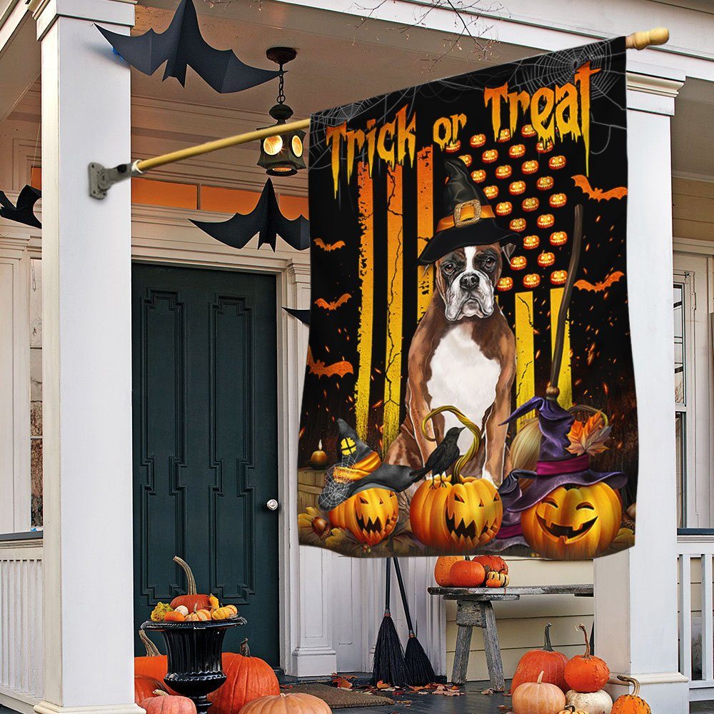 Halloween Boxer Dog Trick or Treat Flag MLN526F