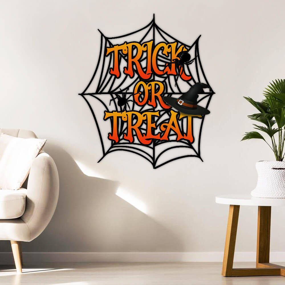 Halloween Decor Trick Or Treat Hanging Metal Sign ANT158MS
