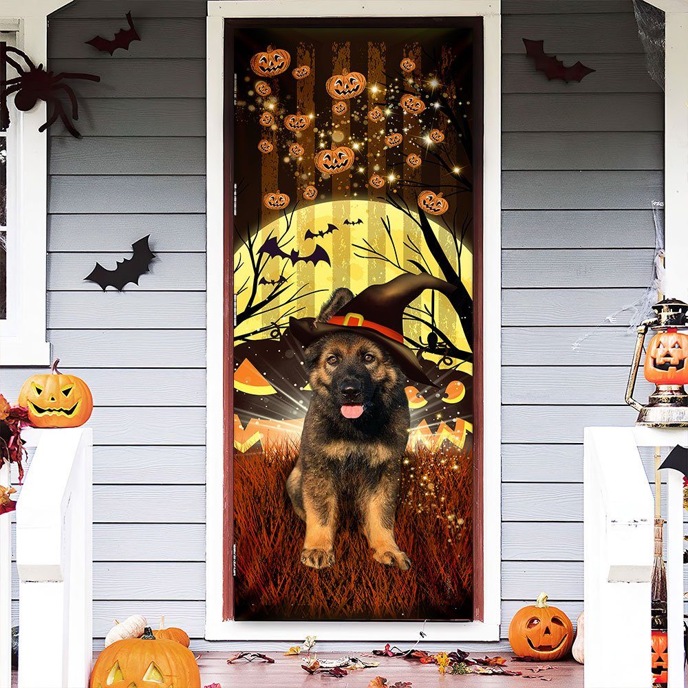 Halloween Door Cover German Shepherd Puppy Witch ANL173D
