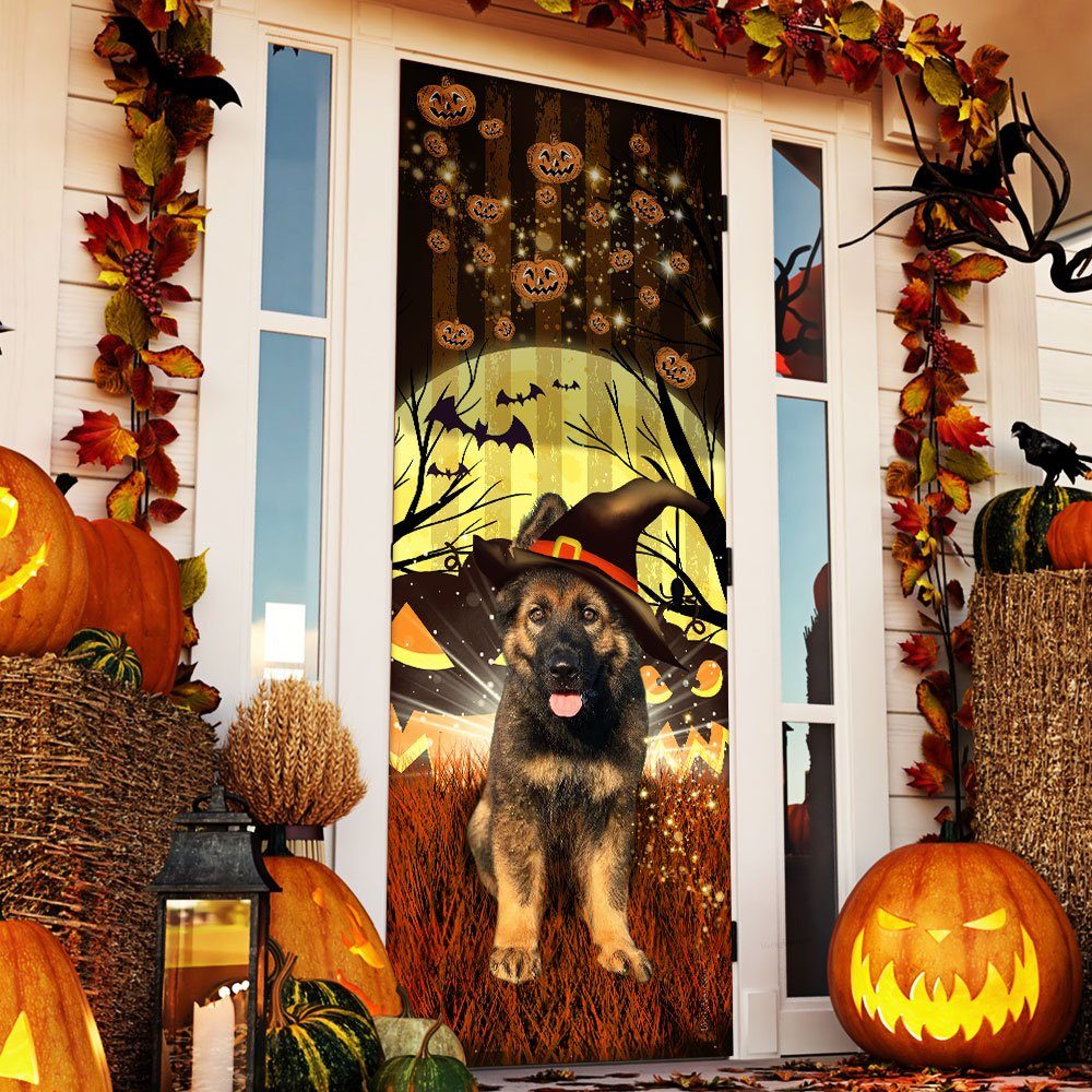 Halloween Door Cover German Shepherd Puppy Witch ANL173D
