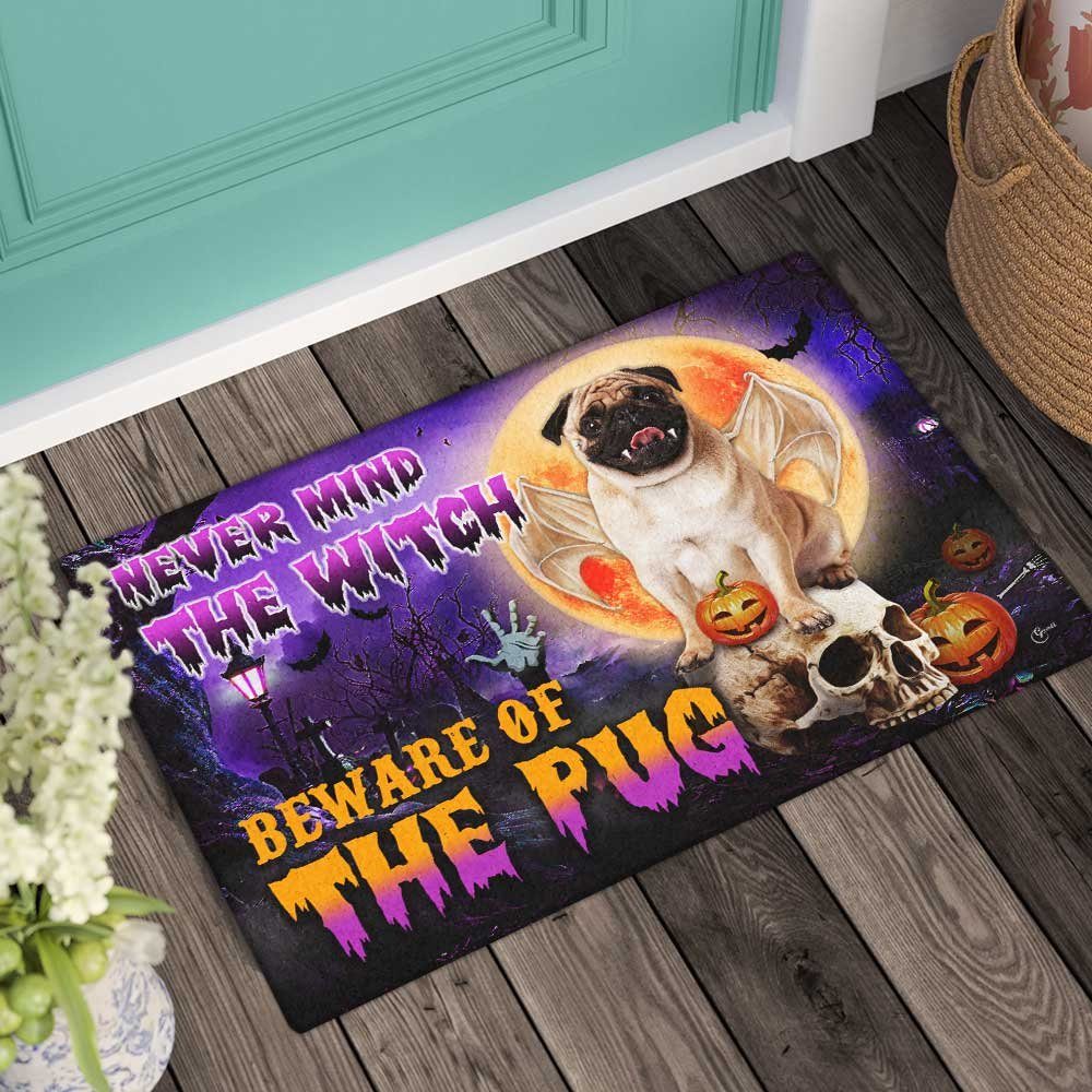Halloween Doormat  Beware Of The Pug DBD2796DMv4