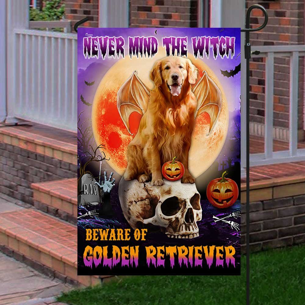 Halloween Flag Beware Of The Golden Retriever DBD2796Fv9