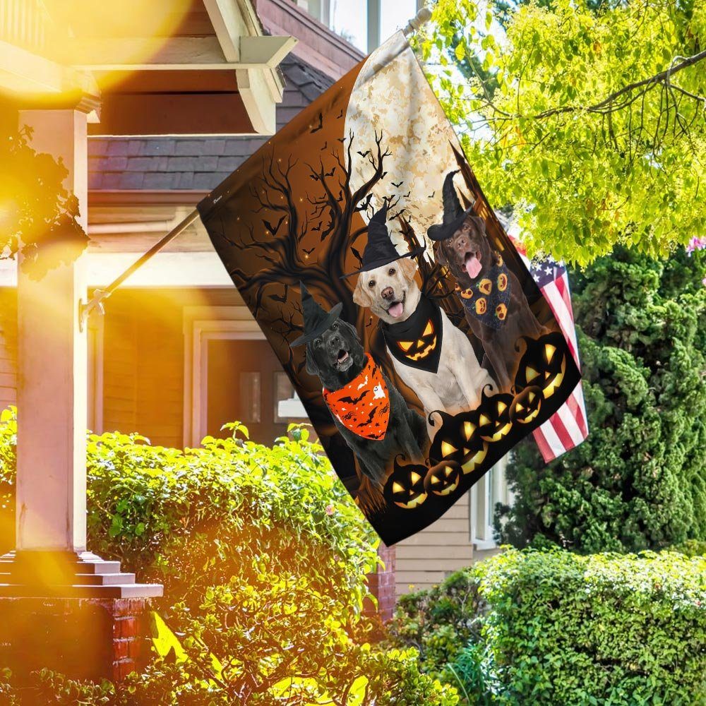 Halloween Flag Labrador Retrievers Under Scary Tree DDH2767Fv1
