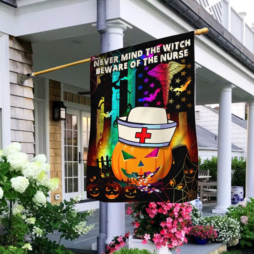 Halloween Flag Never Mind The Witch Beware Of The Nurse Flag TRN1221F