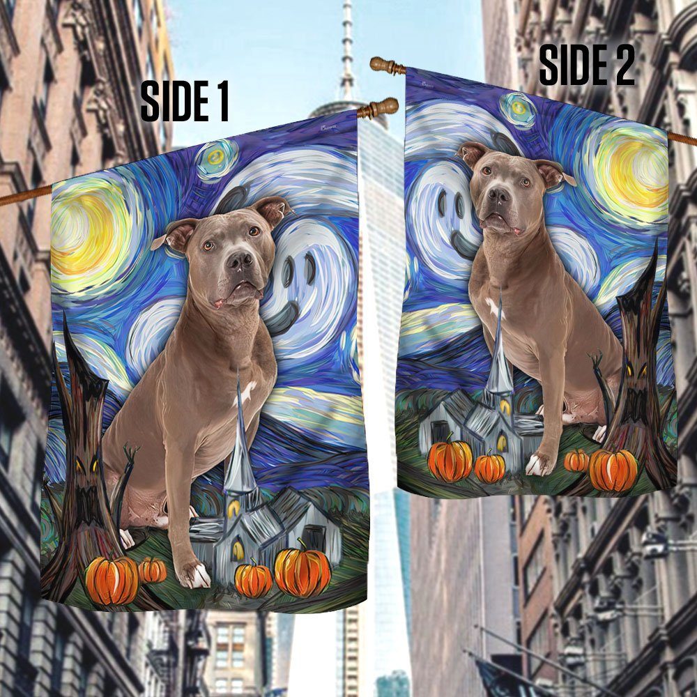 Halloween Flag Pitbull Scary Starry Night DDH2794F