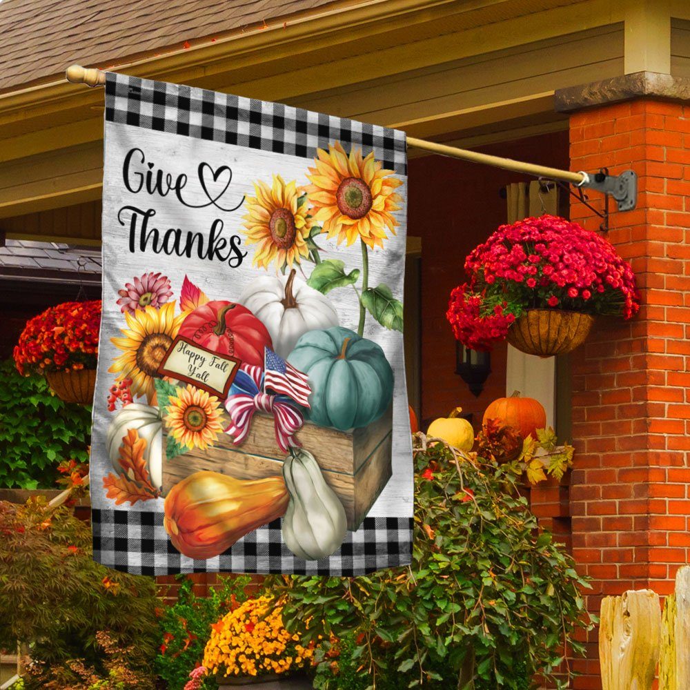 Halloween Pumpkin Give Thanks Happy Fall Y’all Thanksgiving Halloween Flag MLN548F